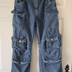 Fashion Nova Blue‎ Flare Wide Leg Jeans-6 J3